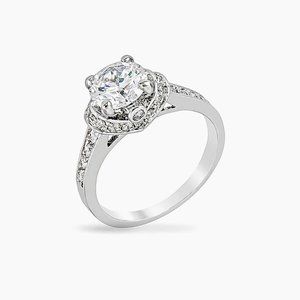 4.1ct CZ Rhodium Plated Engagement Ring